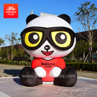 活动展览装饰卡通充气生动可爱动物熊猫定制充气毛绒熊猫雕像广告